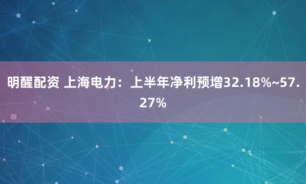 明醒配资 上海电力：上半年净利预增32.18%~57.27%