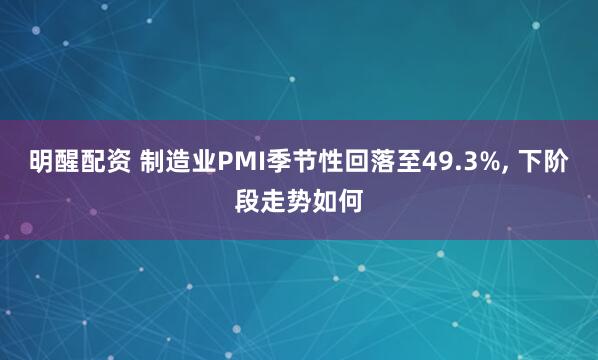 明醒配资 制造业PMI季节性回落至49.3%, 下阶段走势如何