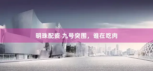 明珠配资 九号突围，谁在吃肉